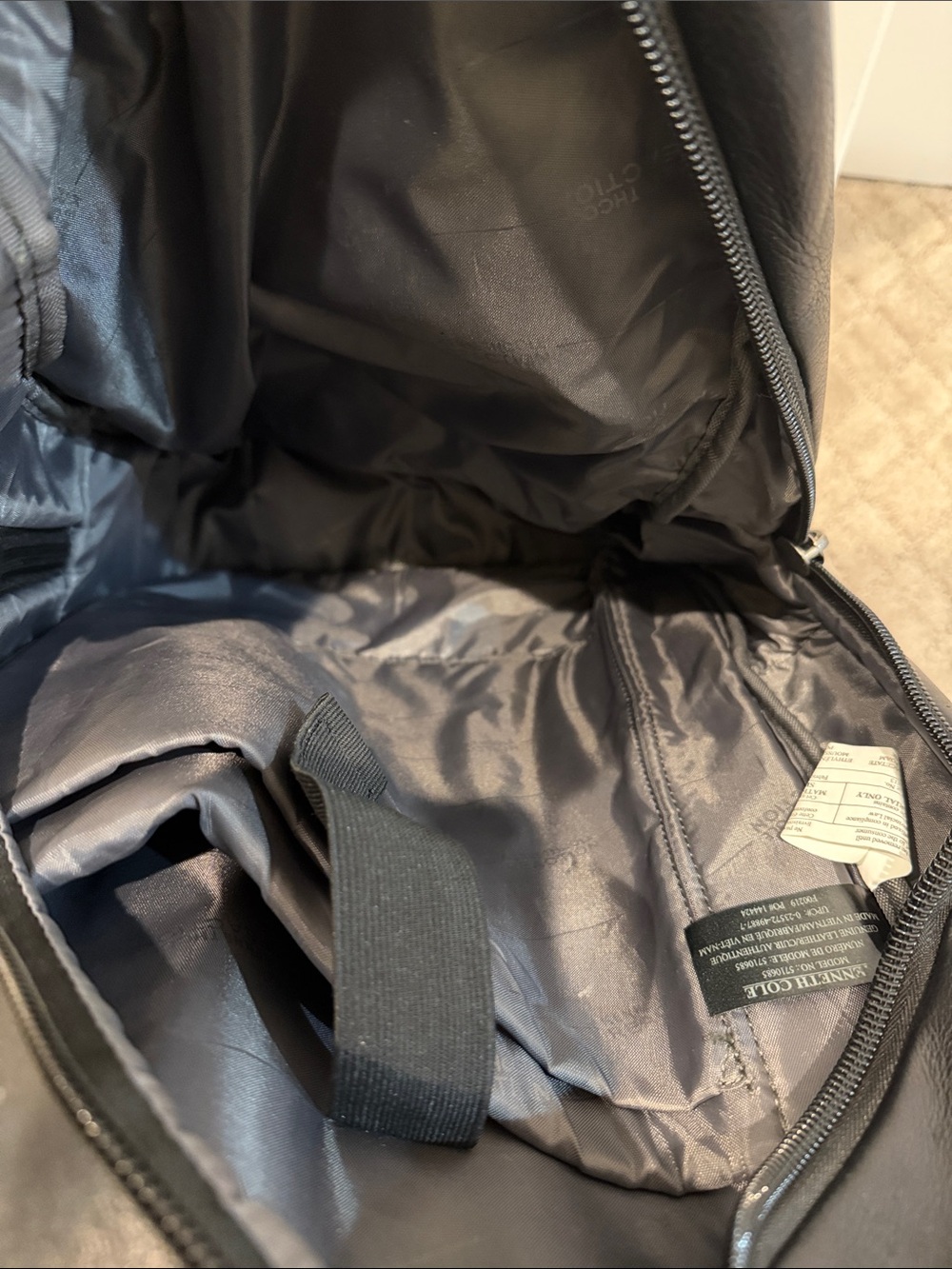 Kenneth Cole Black Leather Zip-Front Backpack - Picture 4 of 6